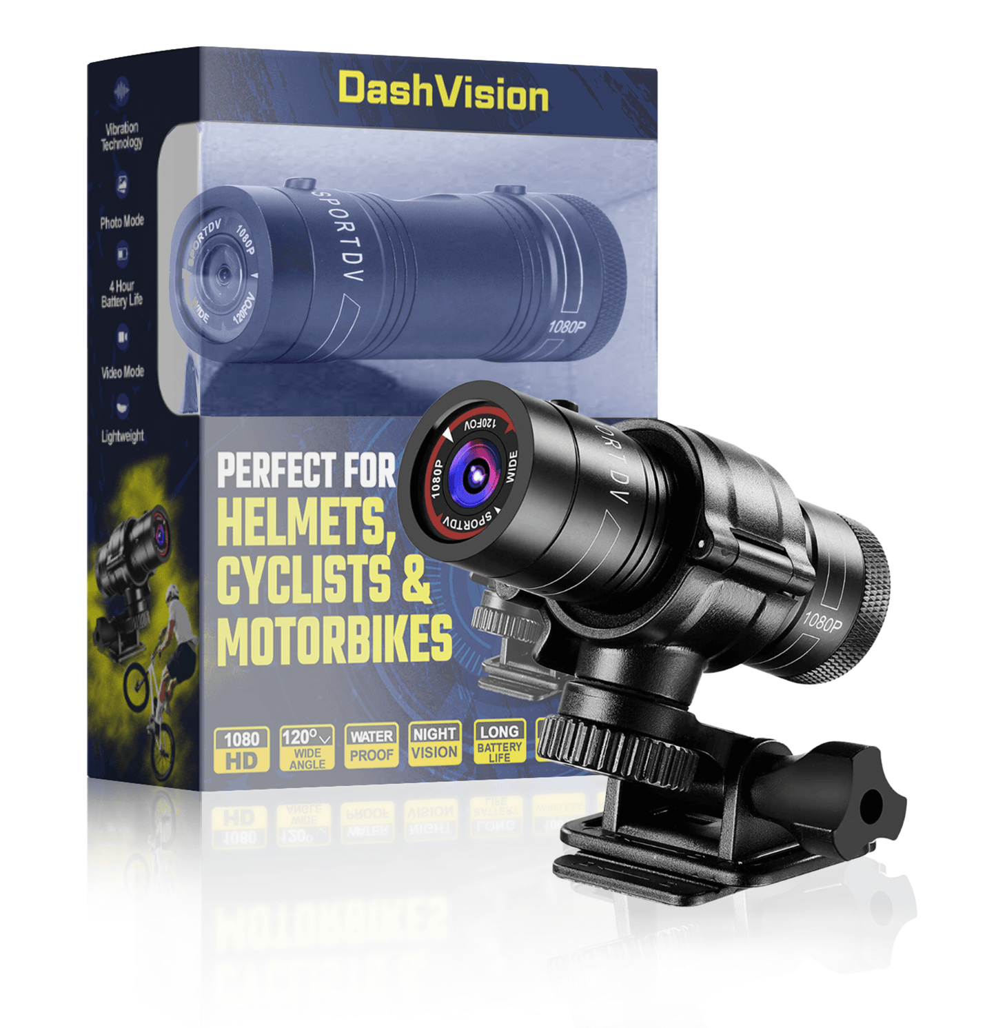 Dashcam action (pour cycliste et motard) wireless