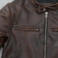 Blouson en cuir marron pour homme