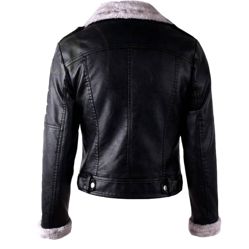 Blouson biker femme avec fourrure