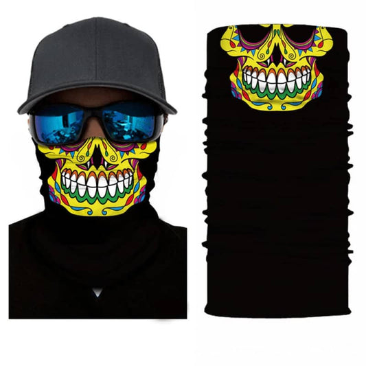 Tour de cou moto skull jaune