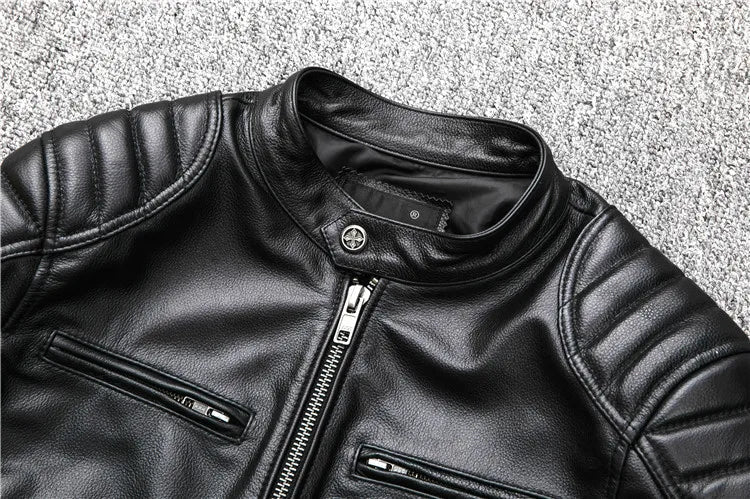 Veste biker en cuir de mouton type perfecto