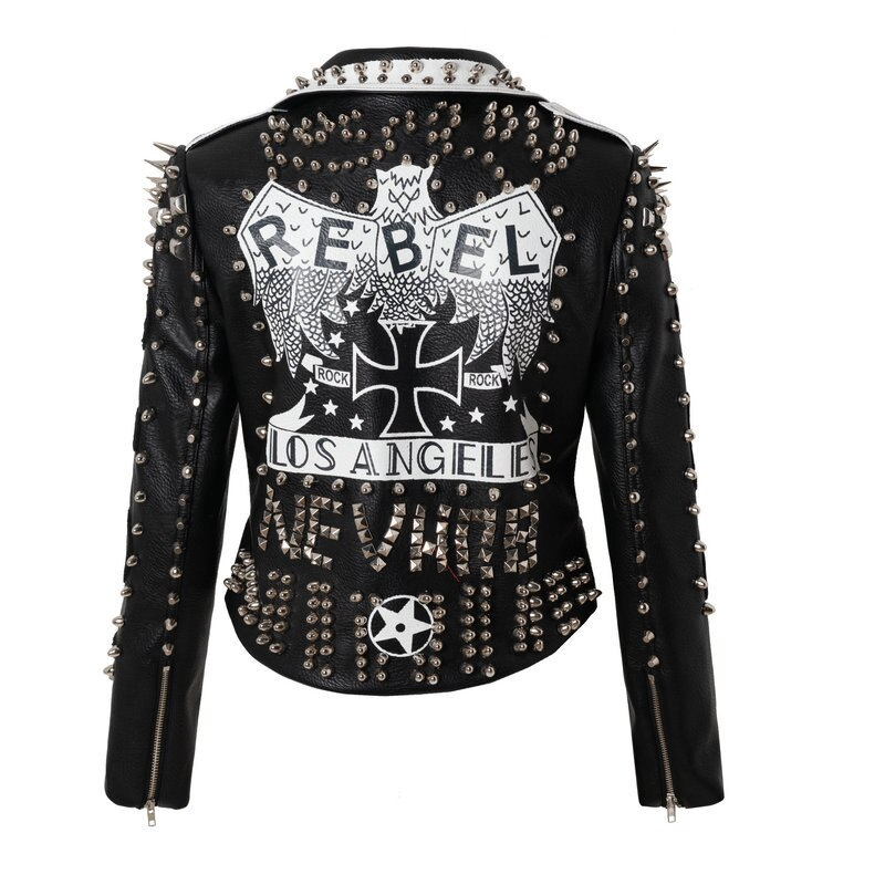 Veste biker femme cloutée