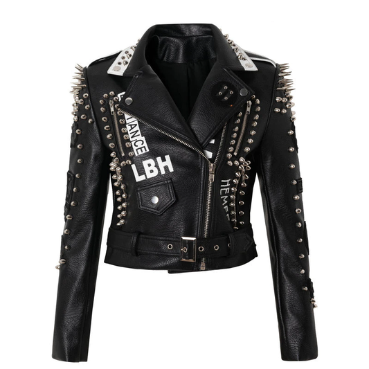 Veste biker femme cloutée