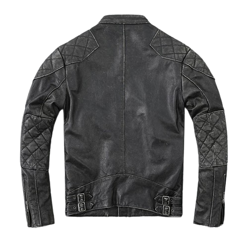 Veste en cuir grise pour homme biker