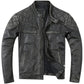 Veste en cuir grise pour homme biker