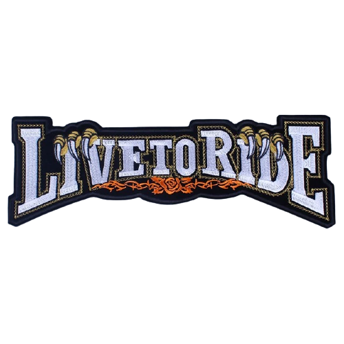 Écusson biker - live to ride blanc