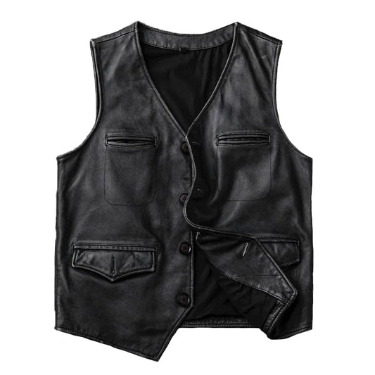 Gilet en cuir pour biker vintage