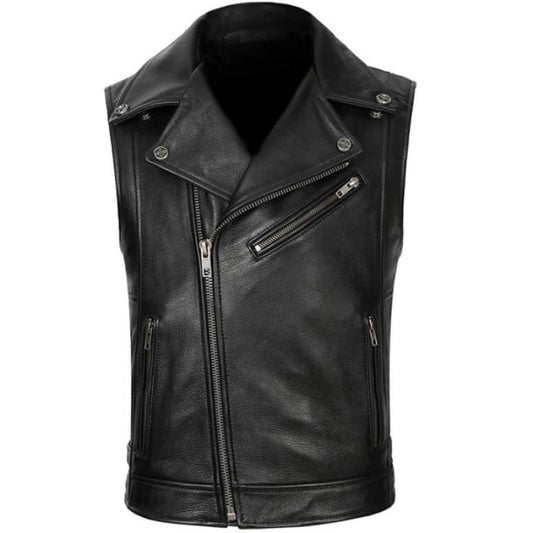 Gilet biker en cuir - inaf