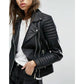 Veste biker noir femme